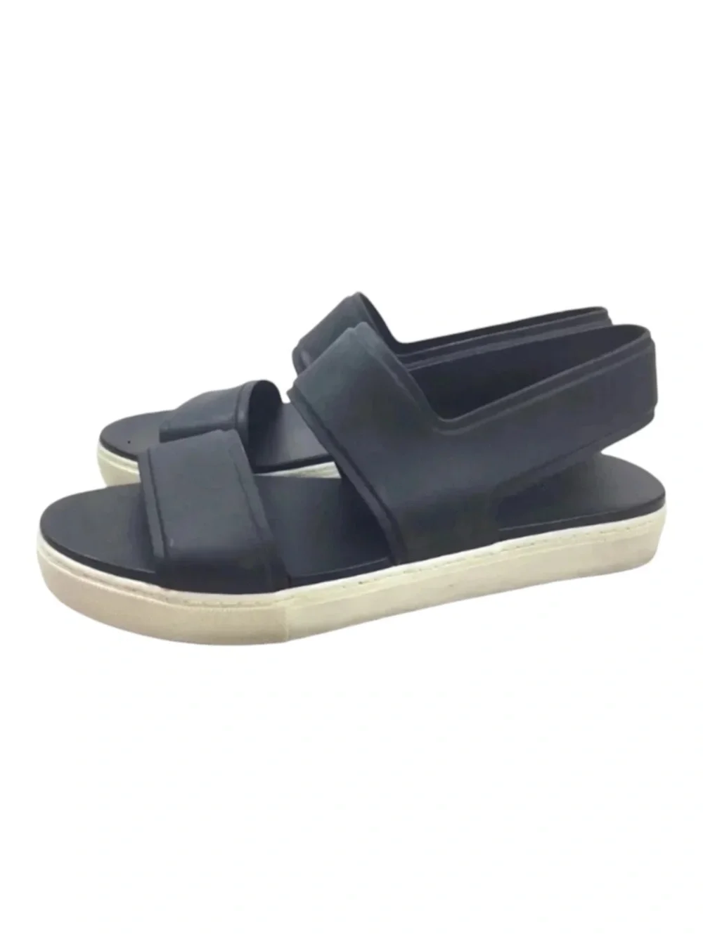 Vince Womens Rubber Black White Slingback Strappy Sandals Jelly